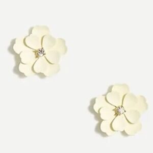 J. Crew Cream Enamel Gold Tone Floral Earrings New